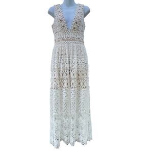 NWT IVIVI In Lace of Emergency Midi white lace Dress
